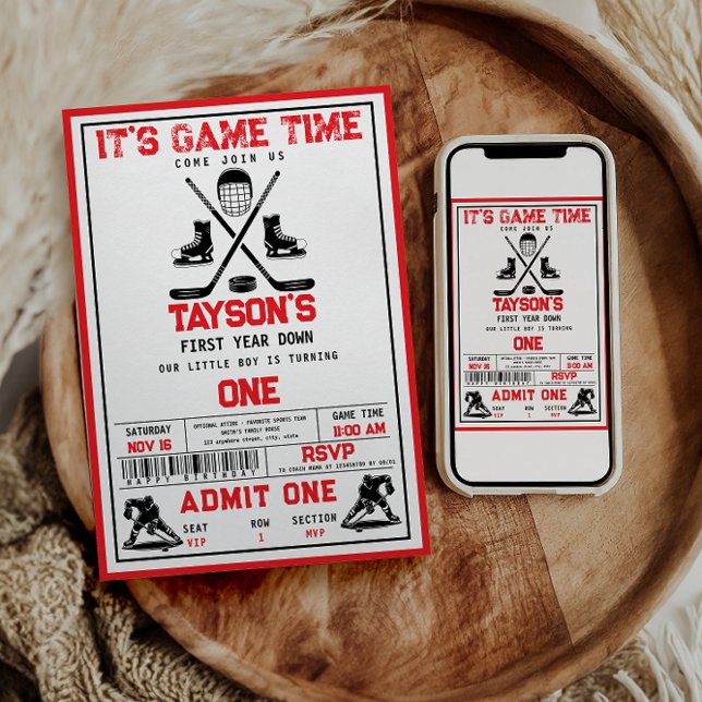 Invitation C’est le temps du jeu Hockey 1er anniversaire (Créateur téléchargé)