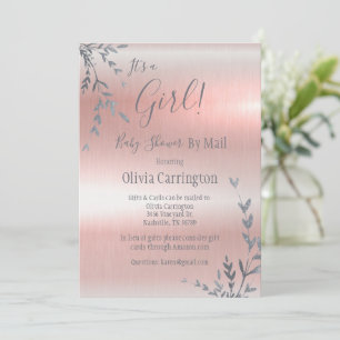 Invitation C’est une Baby shower métallique rose de FILLE par