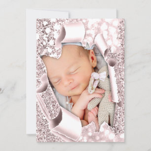 Invitation C’est une fille Parties scintillant photo Rose béb