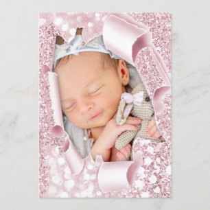Invitation C’est une fille Photo SweetGlitter Baby shower 3D