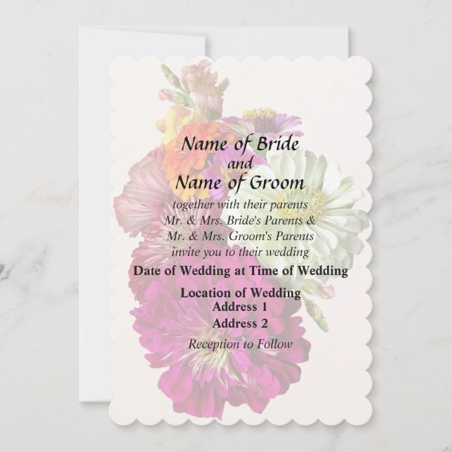 Invitation c_ZinniaCouleursAssortiesBouquet de Zinnia Mariage (Devant)