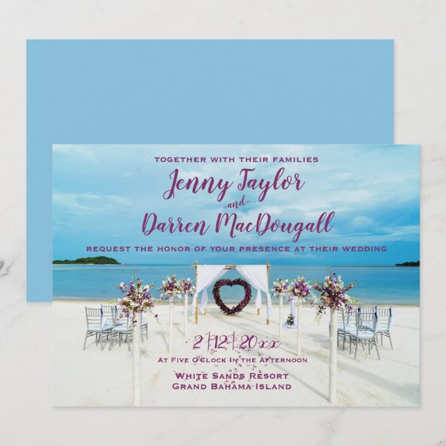 Invitation Cabana Beach Destination Mariage (Devant / Derrière)