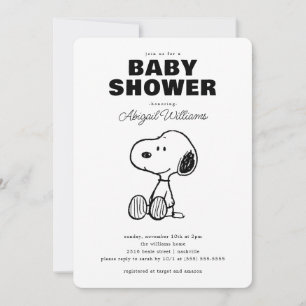 Invitation cacahuètes Baby shower Snoopy simple