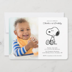 Invitation cacahuètes Simple Snoopy Photo Anniversaire