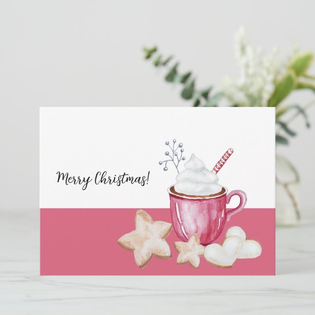 Invitation Cacao Chaud De Noël Et Cookies Aquarelle (Debout devant)