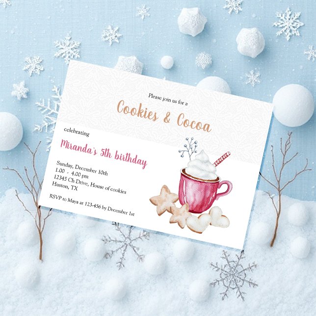 Invitation Cacao Chaud De Noël Et Cookies Aquarelle (Créateur téléchargé)