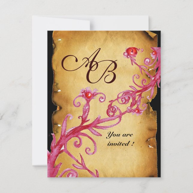 Invitation CACHET DE CIRE  BAIES MAGIQUES  MONOGRAMME rouge m (Devant)