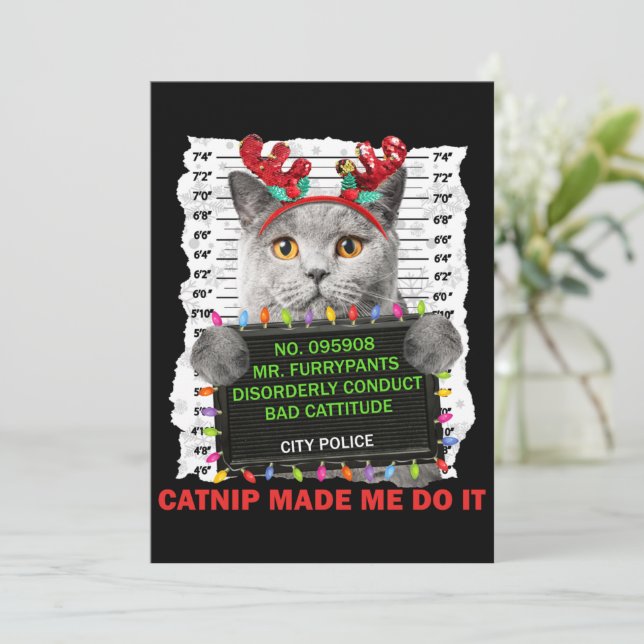 Invitation Cachou Noël laid pour maman chat papa chat amour c (Debout devant)