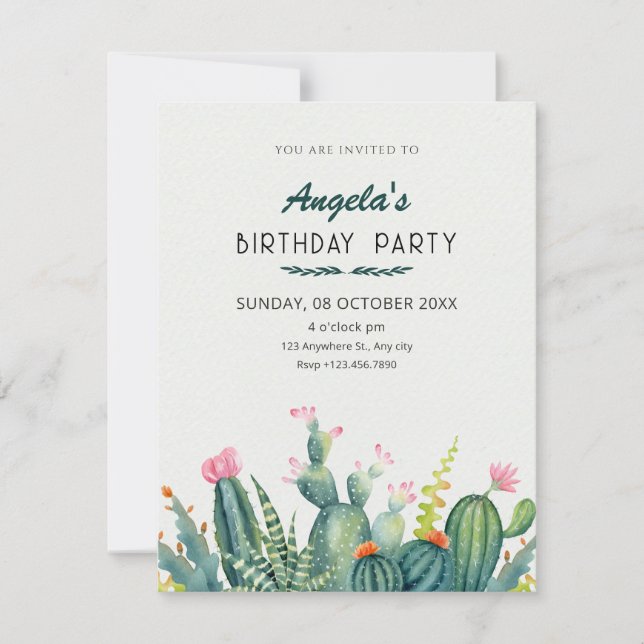 Invitation Cactus  (Devant)