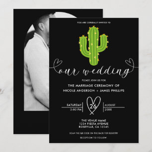 Invitation Cactus à cœur jaune Fiesta Amour Mariage