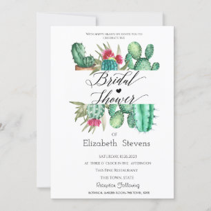 Invitation Cactus aquarelle écriture points polka Shower de m