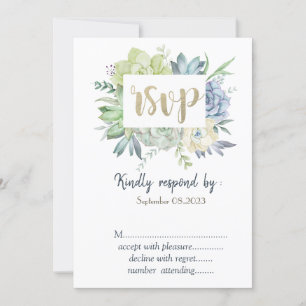 Invitation Cactus aquarelle succulents pois RSVP  