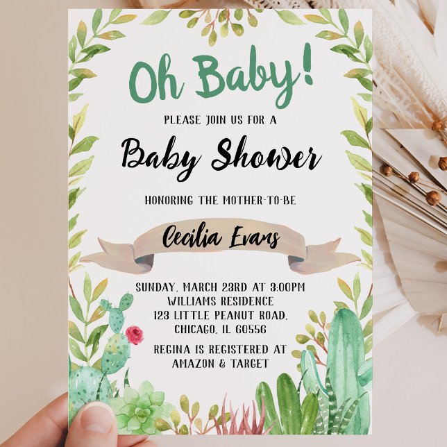 Invitation Cactus Baby Shower (Créateur téléchargé)
