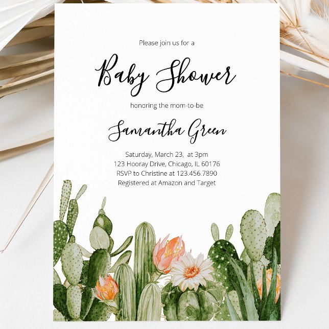 Invitation Cactus Baby Shower (Créateur téléchargé)