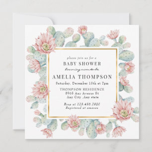 Invitation Cactus   Baby shower rustique Boho