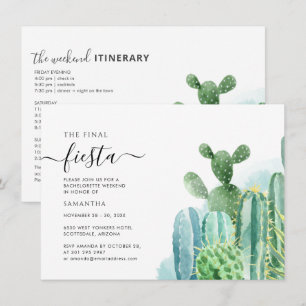 Invitation Cactus Bachelorette Week-end avec Itinéraire