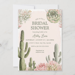 Invitation Cactus Boho Fleurs Végétal Désert