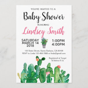 Invitation Cactus-Cactus d'invitation de baby shower