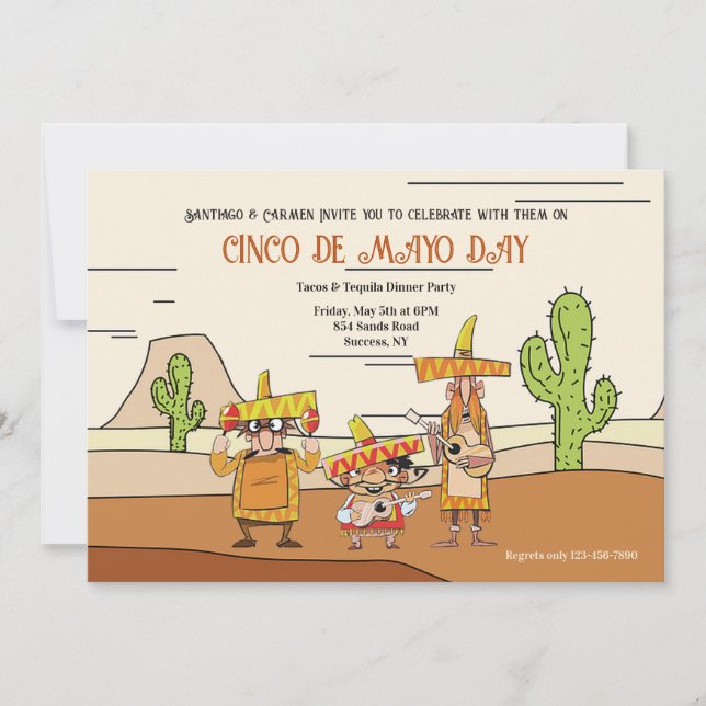 Invitation Cactus Cinco De Mayo (Devant)