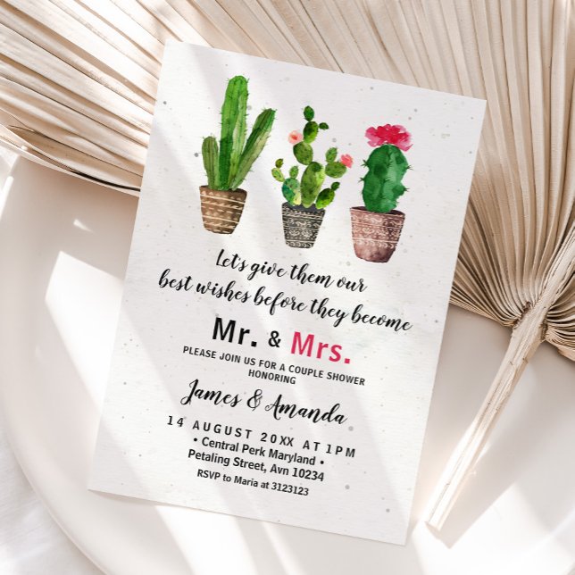 Invitation Cactus Couple Shower M. et Mme Cactus Floral (Créateur téléchargé)