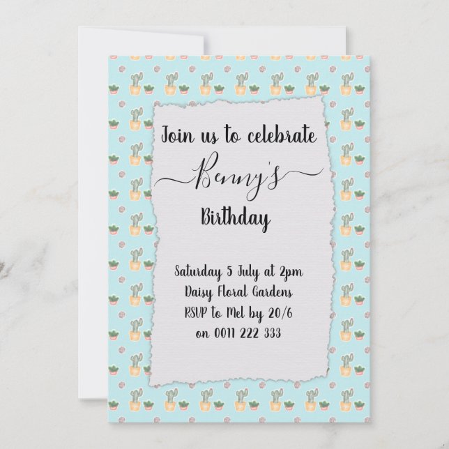 Invitation Cactus Crazy Birthday Party (Devant)