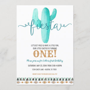 Invitation Cactus Customisé anniversaire Baby shower Fiesta