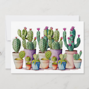 Invitation Cactus d'aquarelle du sud-ouest succulents dans le