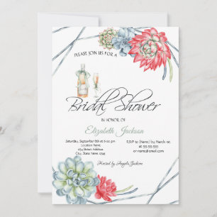 Invitation Cactus de désert à l'aquarelle Succulentes rouges