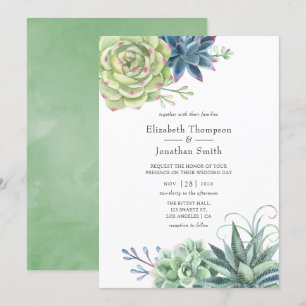 Invitation Cactus de désert aquarelle Succulents Mariage