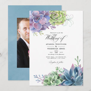 Invitation Cactus de désert aquarelle Succulents Photo de mar