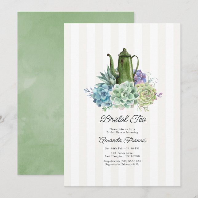 Invitation Cactus de désert Succulentes Fête de Mariée Thé (Devant / Derrière)