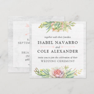 Invitation Cactus de Succulente Aquarelle Rustique Mariage Ca