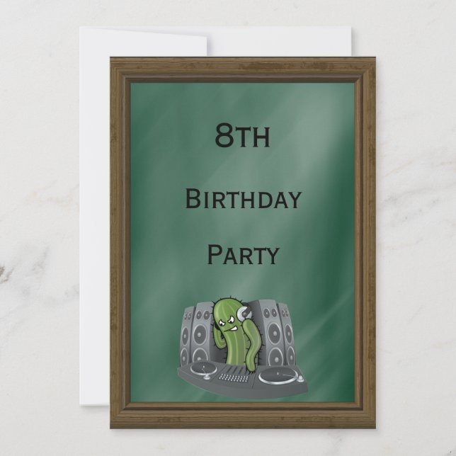 Invitation Cactus DJ 8e anniversaire (Devant)