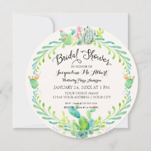 Invitation Cactus du désert de la nuptiale ronde Aquarelle ru