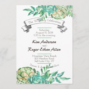 Invitation Cactus du désert Mariage floral Succulent invite