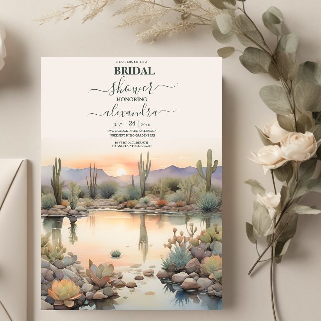 Invitation Cactus et Succulentes à l'aquarelle pour une Baby  (Créateur téléchargé)