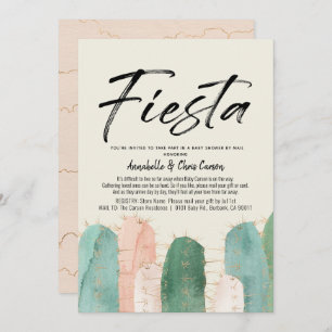 Invitation Cactus Fiesta Baby shower rose par courrier