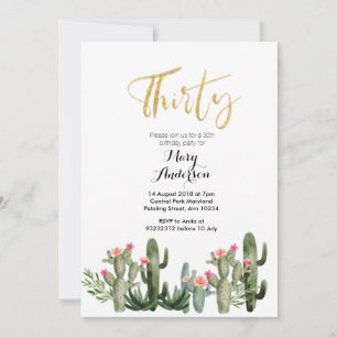 Invitation Cactus Fiesta Floral Trente-dixième anniversaire 