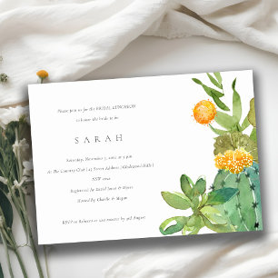 INVITATION CACTUS FLEURIS SUCCULENT AQUARELLE LUNCH DE MARIÉE