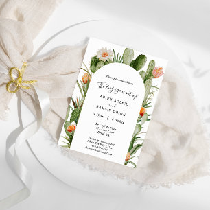 Invitation Cactus Floral Desert Engagement Party
