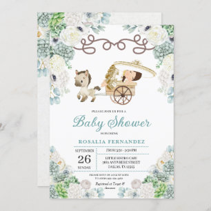 Invitation Cactus Floral Mexicaine Baby Girl Charra Baby show