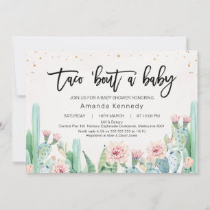 Invitation Cactus Floral Rose Taco Bout Un Baby shower Bébé