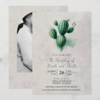 Cactus Gris Vert Aquarelle Mariage Sud-Ouest