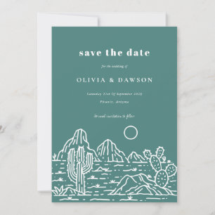 Invitation Cactus Line Art Desert Photo Enregistrer la date