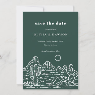 Invitation Cactus Line Art Desert Photo Enregistrer la date