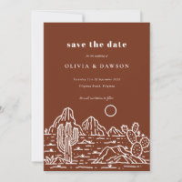 Cactus Line Art Desert Photo Enregistrer la date