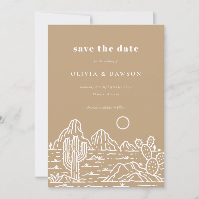 Invitation Cactus Line Art Desert Photo Save the Date Invita (Devant)