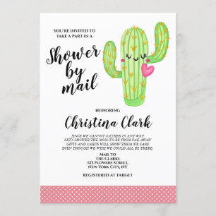 Invitation Cactus Love Girl Baby shower rose par mail