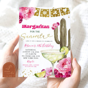 Invitation Cactus mexicain rose chaud Fiesta Margarita