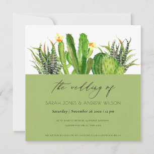 INVITATION CACTUS MODERNE JARDIN FLEURI MARIAGE D'EAU COULEUR
